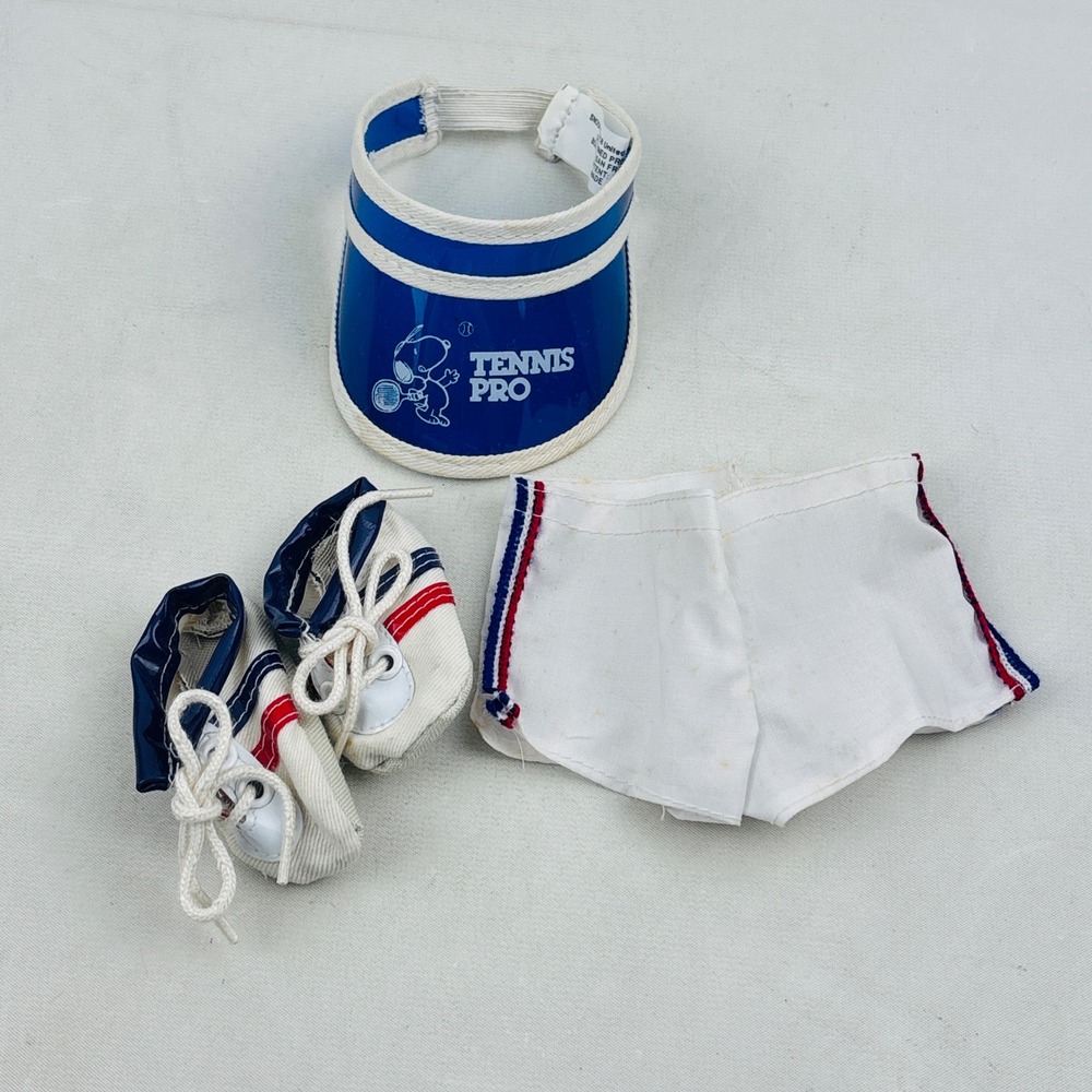 Vintage Snoopy Tennis Pro Baby Plush Outfit Visor Shorts Sneakers Wardrobe 0821